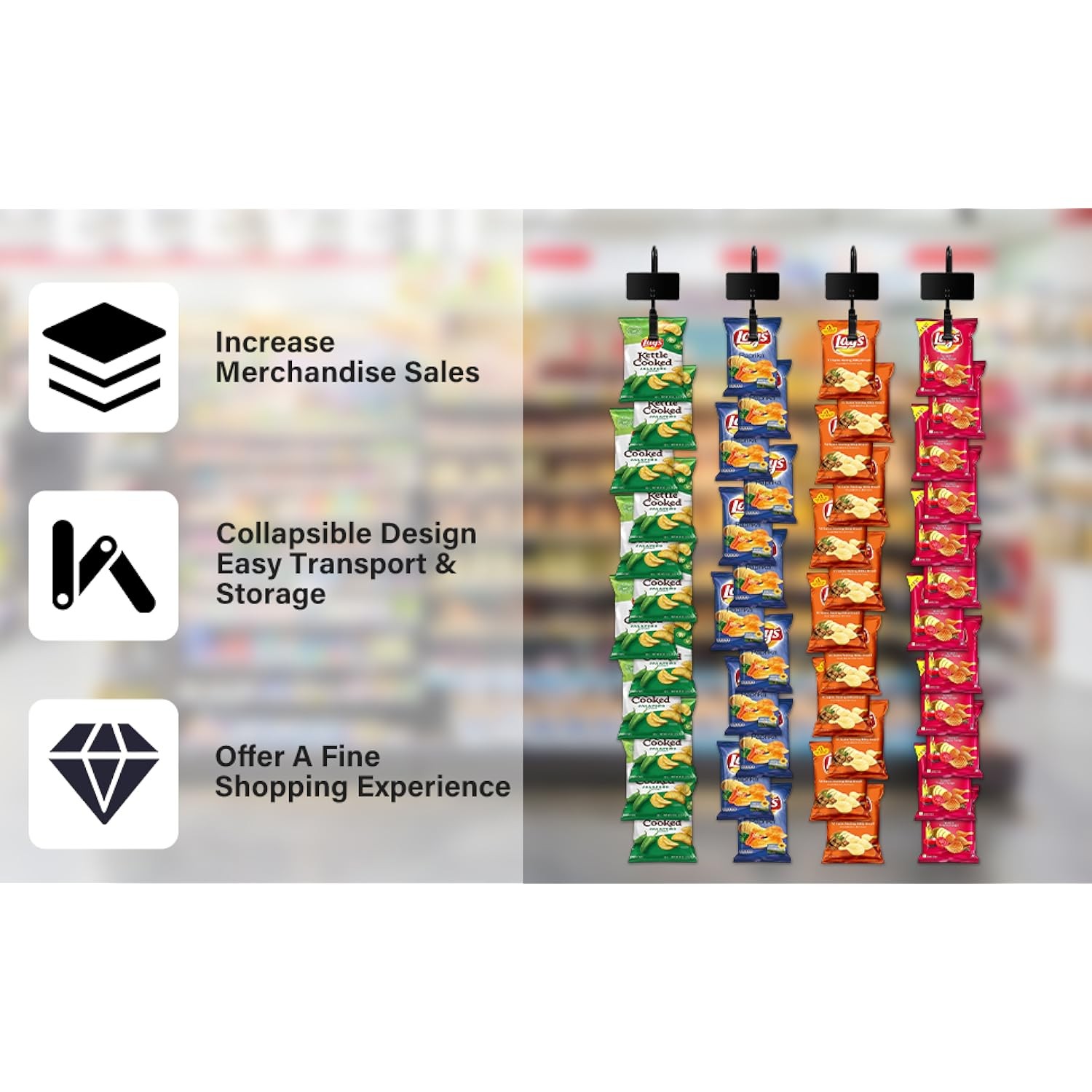 Hanging Merchandise Strips With Hooks Chip Display Rack Stands Potato Bag Holder