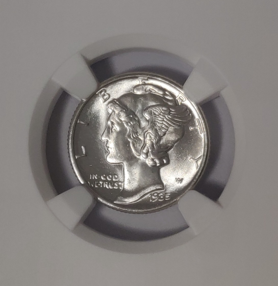 1935 MERCURY SILVER DIME NGC MS 65
