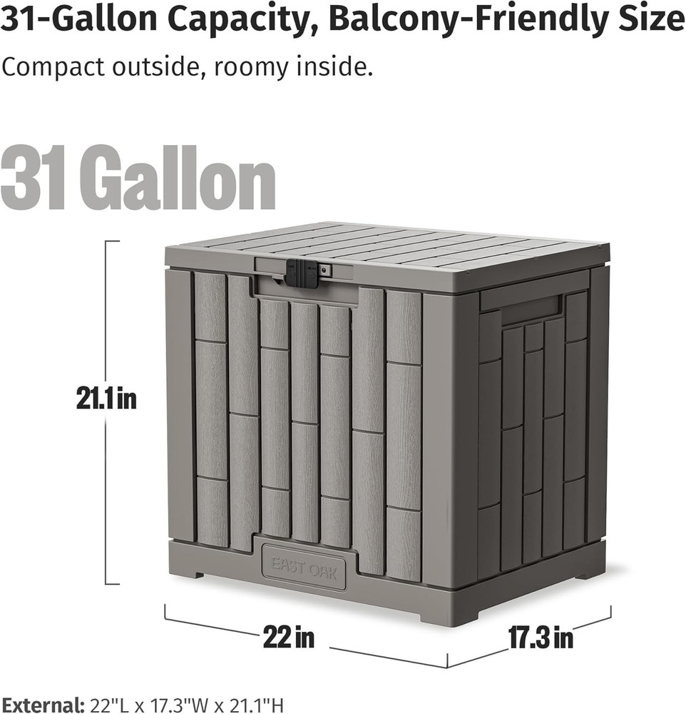 Modern 31 Gallon Outdoor Storage Solution - Lockable & User-Friendly Design
