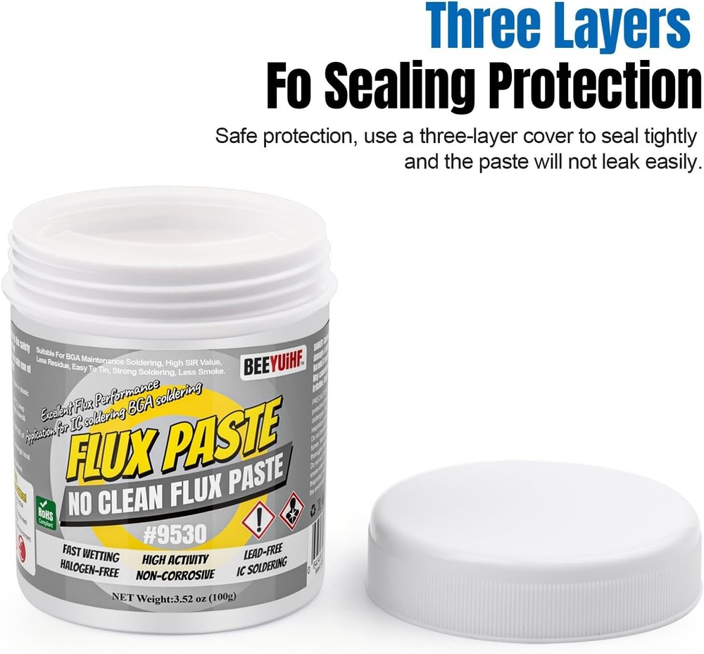 No-Clean Soldering Flux Paste for Electronics PCB/BGA/SMD (3.52oz/100g)