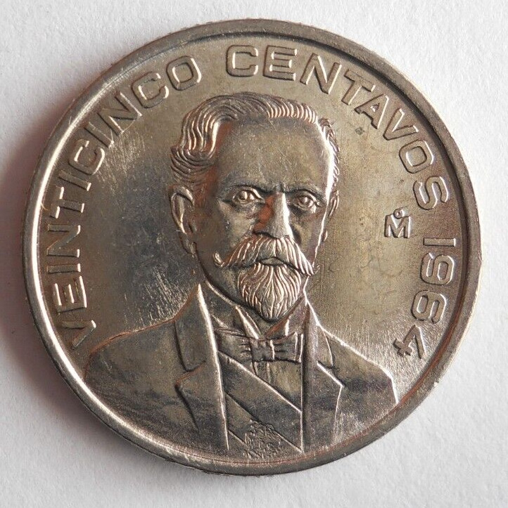 1964 MEXICO 25 CENTAVOS - Uncirculated From Roll - FREE SHIP - LC #119