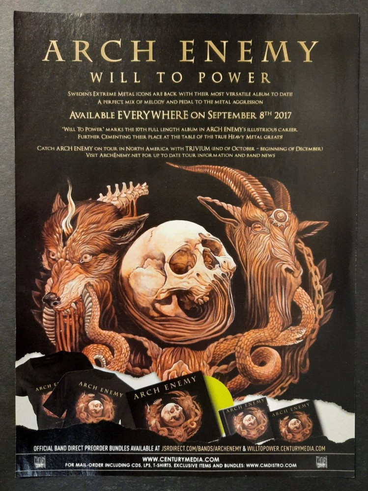 ARCH ENEMY "Will to Power" Swedish death metal ~ Magazine Print/Promo Ad 2017