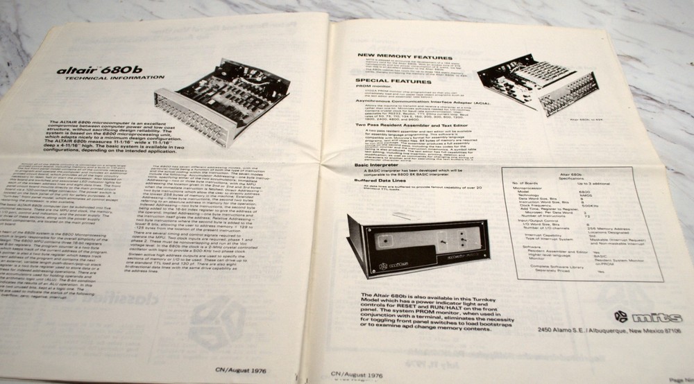 Rare Issue MITS Computer Notes August 1976 Altair 680-b
