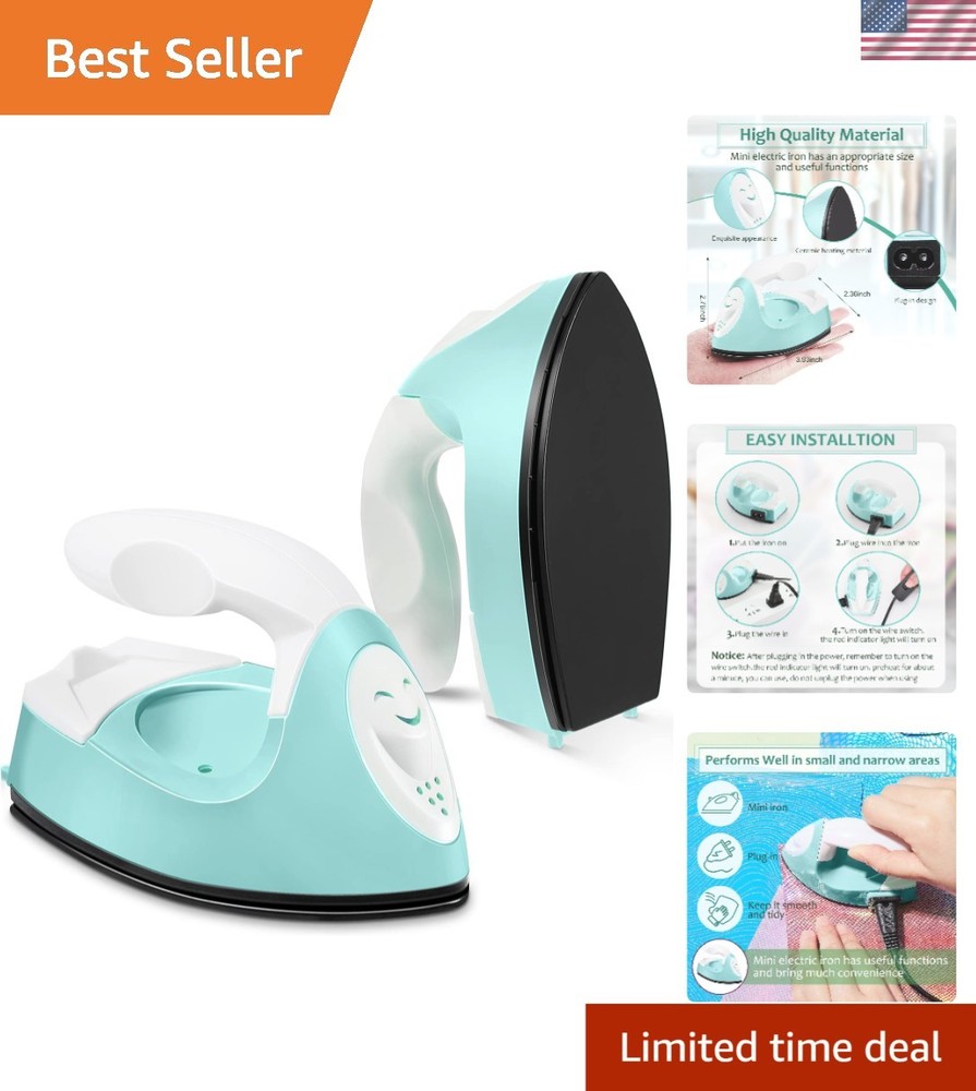 Mint Green Mini Iron with Charging Base - Perfect for Crafting and Vinyl