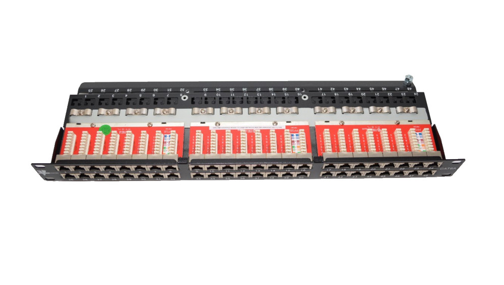 Vertical Cable Cat6A 48-Port STP Patch Panel – Rack Mount Network Distribution