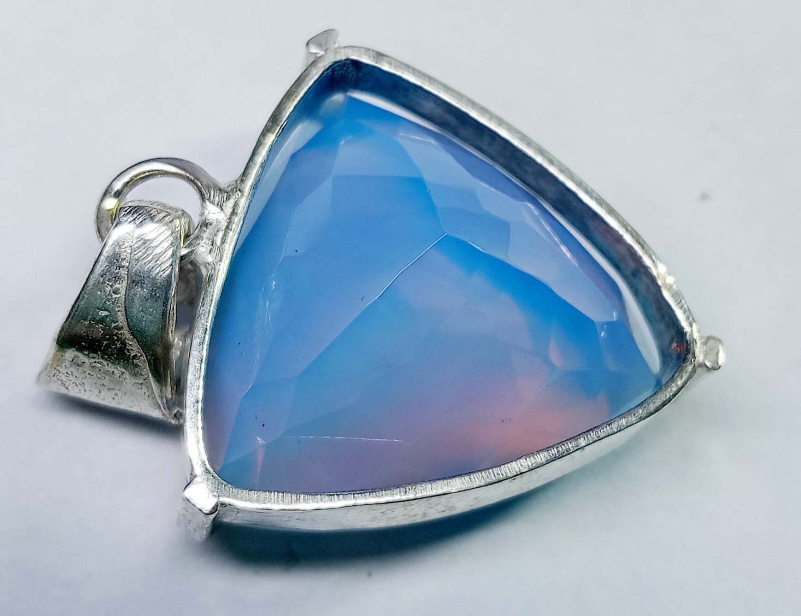 Trillion Cut Pendant 54.25 Ct Opal Blue Natural Loose Gemstone Locket Certified