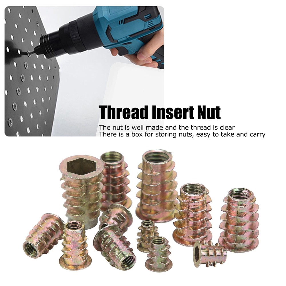 100Pcs Hex Socket Drive Insert Nuts Set Thread Screw Fasteners M4/M5/M6/M8/M10