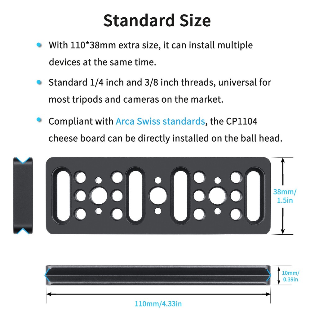 11*4CM Multi-Functional Cheese Plate Mounting Plate for Camera Cage Slider