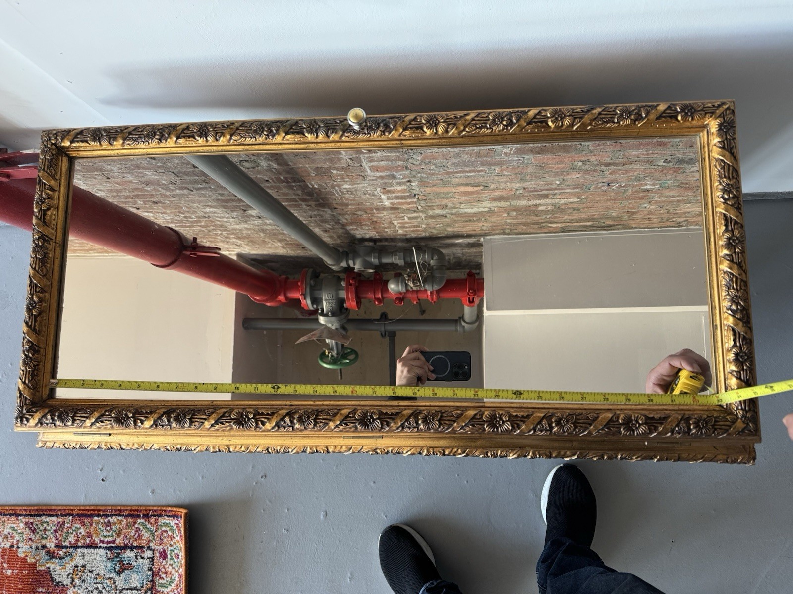 Antique Gold Solid Wooden Medicine Cabinet Glass Mirror 18x38x5 inches