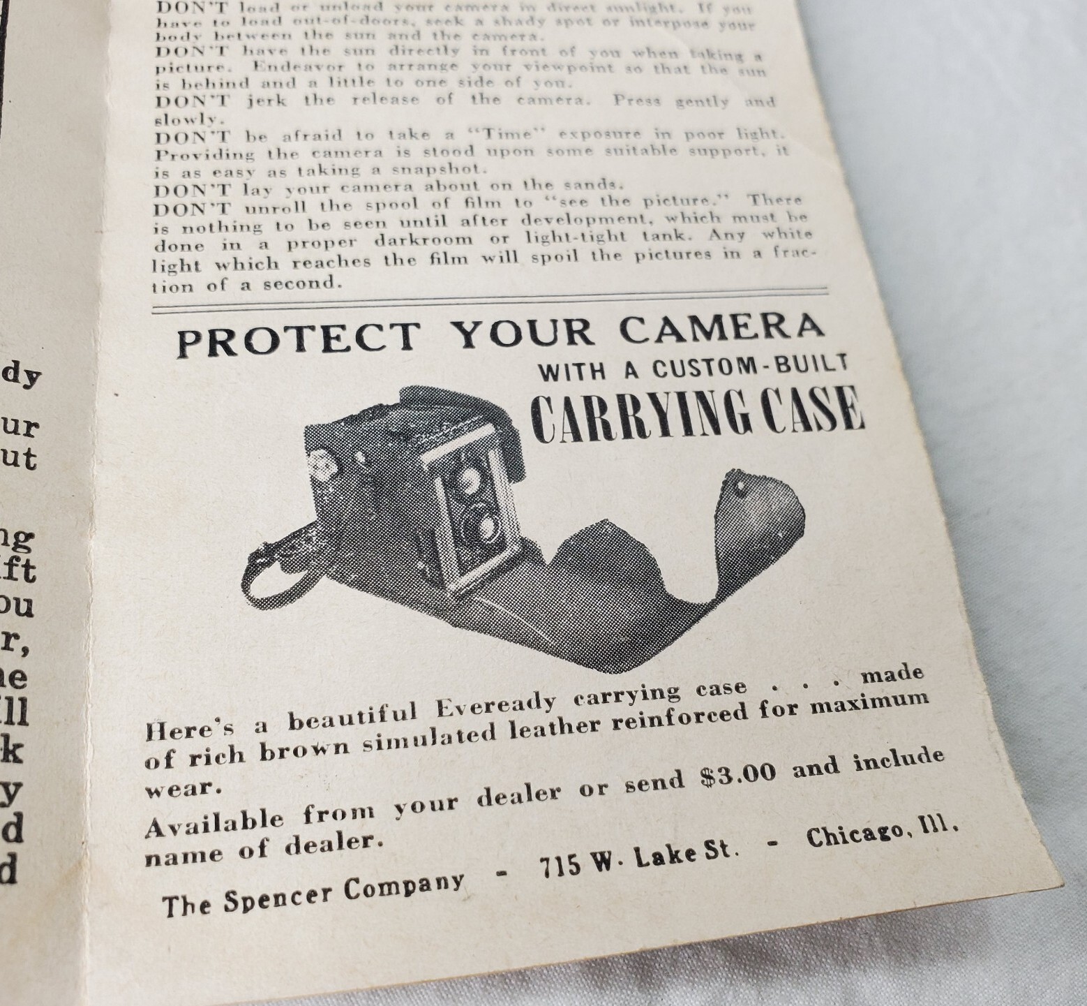 Vintage Spartus Full Vue Camera Instruction Manual Ephemera 1950s Chicago IL