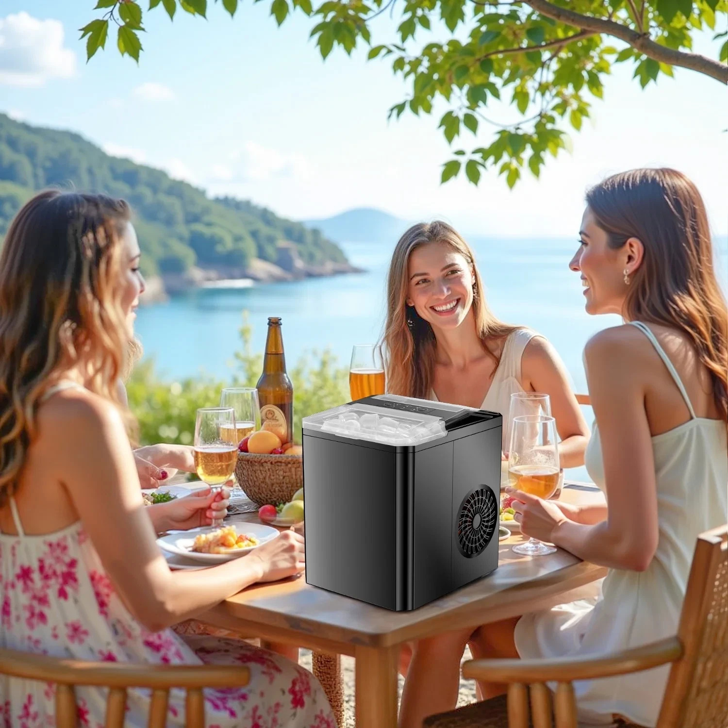 Ice Maker, Portable Countertop Icemaker Machine, Self Cleaning Quiet 2 Size Cube