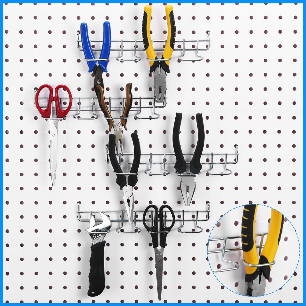 4 Pieces Pegboard Screwdriver Holders, Stainless Steel Pegboard Pliers Tool H...
