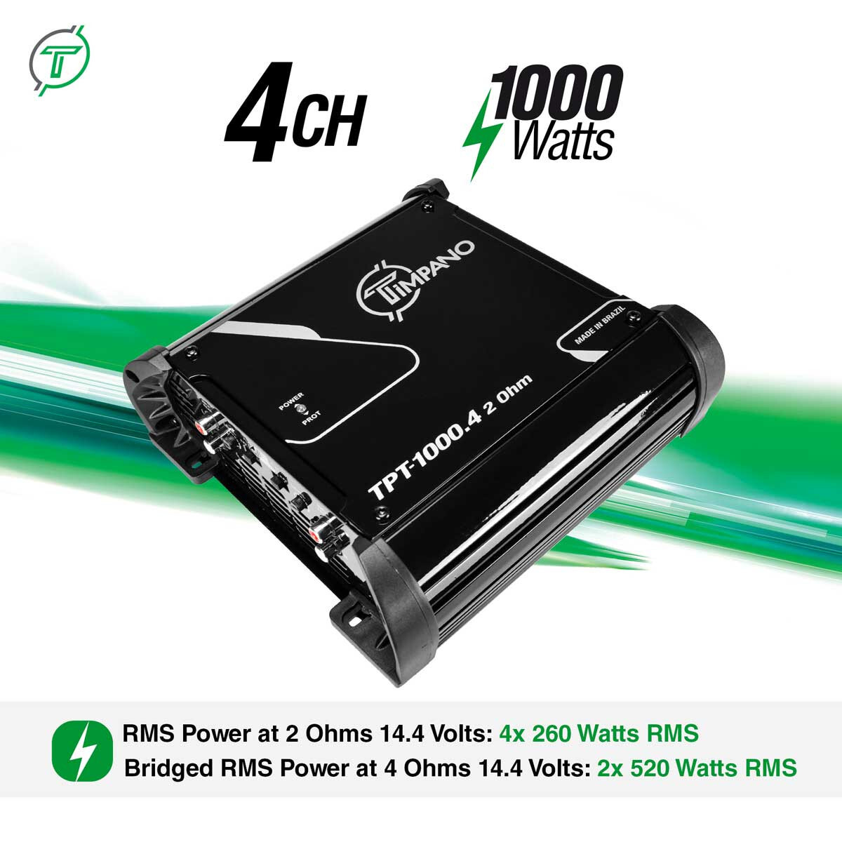 Timpano TPT-1000.4 Amplifier 2 Ohms Compact 4 Channel Full Range Digital Amp