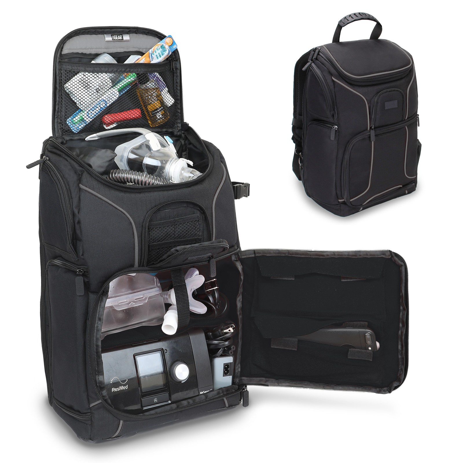 USA Gear CPAP Backpack Travel Fits ResMed AirSense 11, CPAP Accessories (Black)