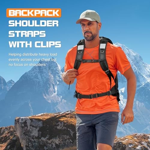 Backpack Straps with Clips,adjustable Padded shoulder strap Replacement Black