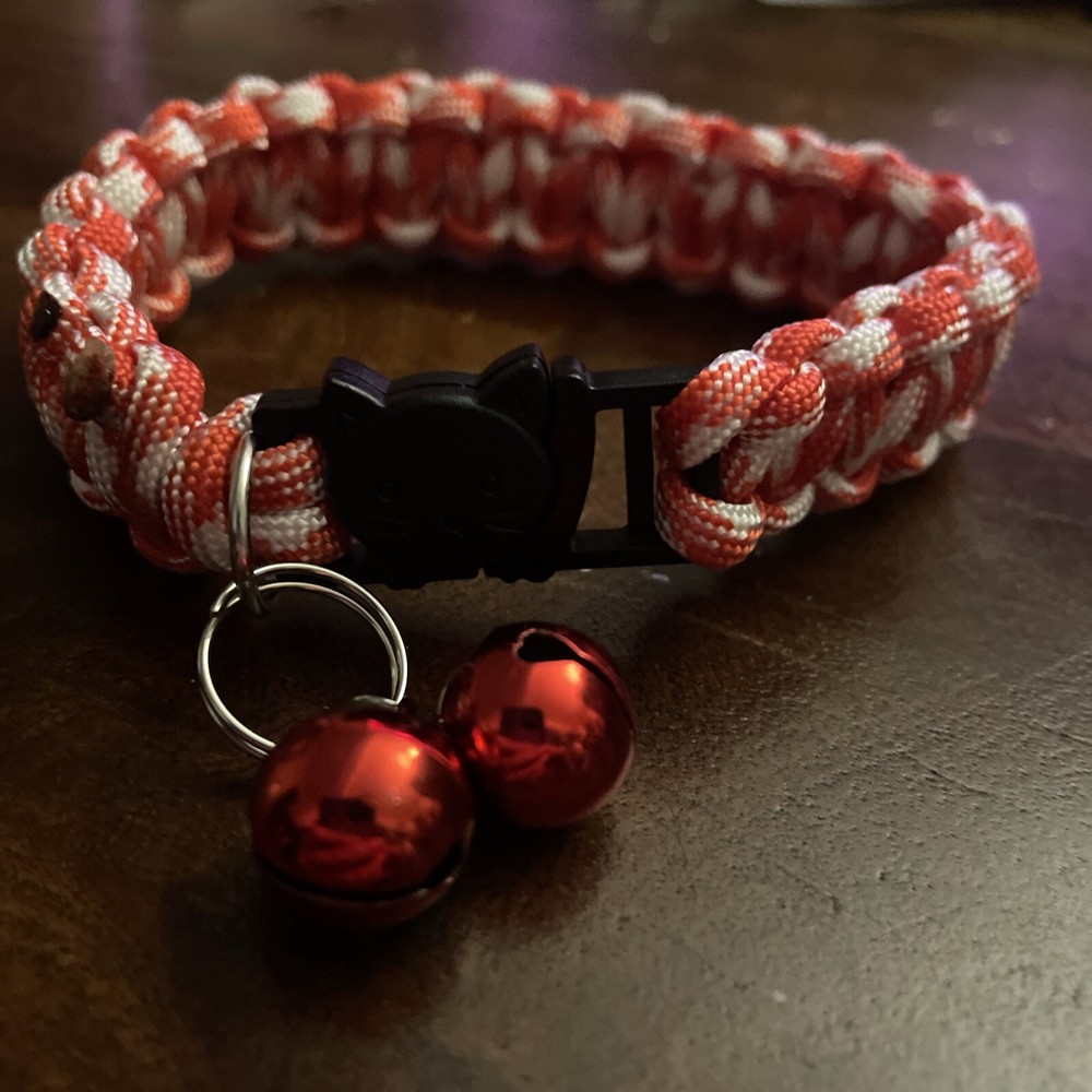 Paracord Kitten Collar Red & White
