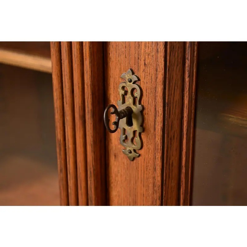 Herter Brothers Style Antique Victorian Carved Oak Bookcase Cabinet, Circa 1880s