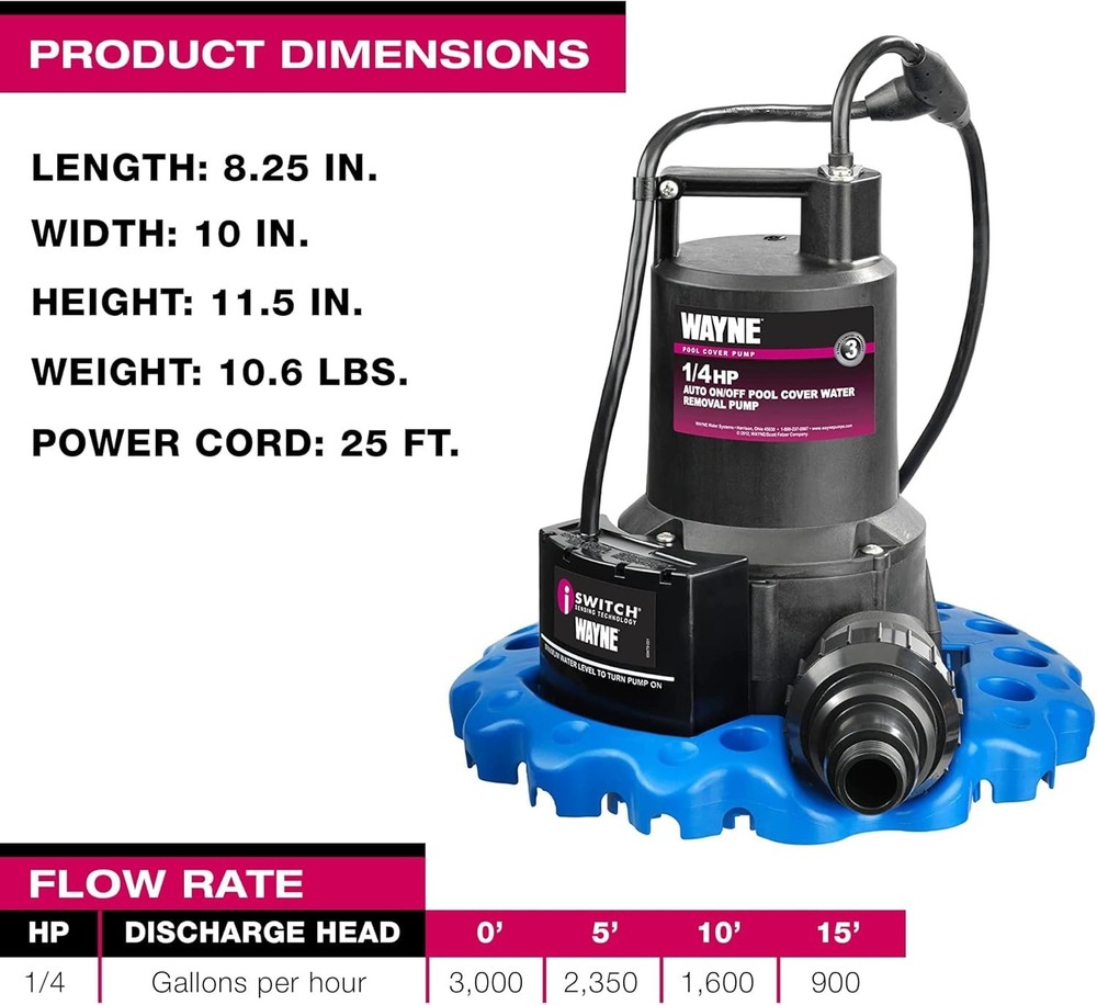 57729-WYNP WAPC250 Pool Cover Pump, Blue
