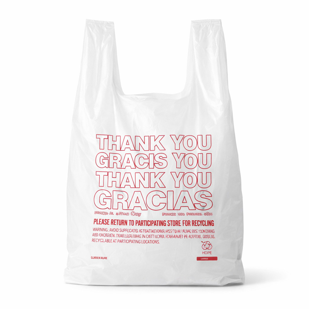 1/6 Thank You Plastic Grocery Shopping  white T shirt Bags 22x6.5x11.5 0.491 Mil