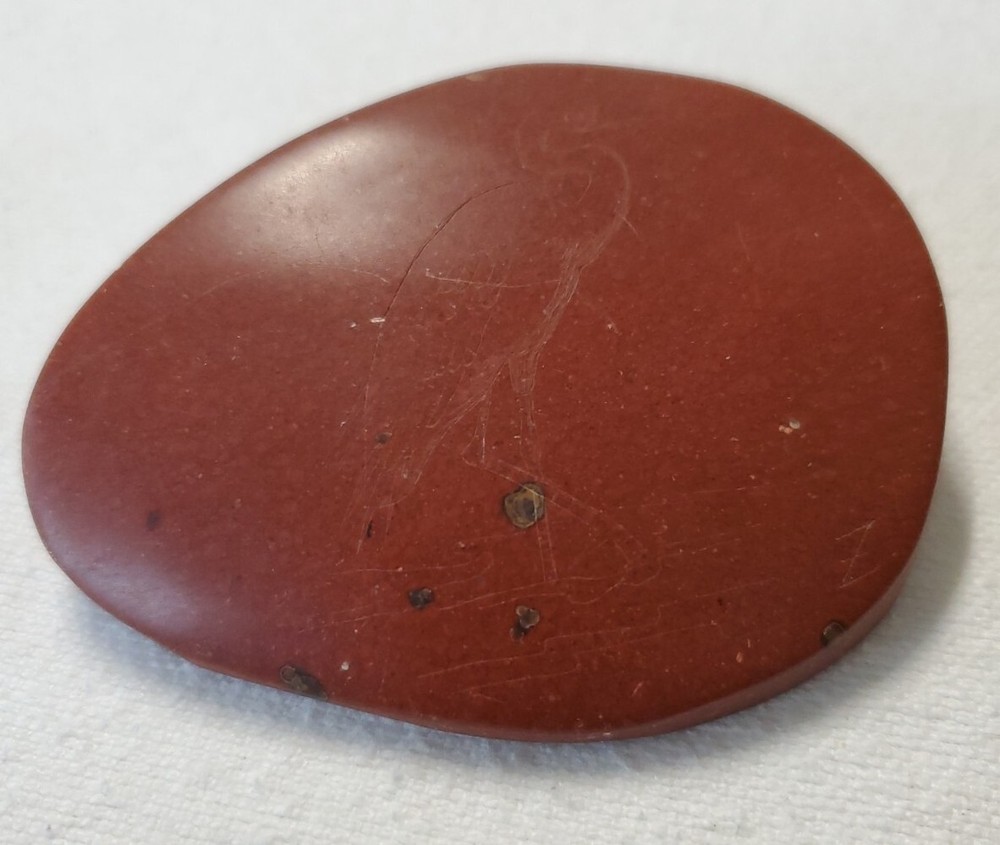 Red Rock Stone Semi Polished With Bird Etching