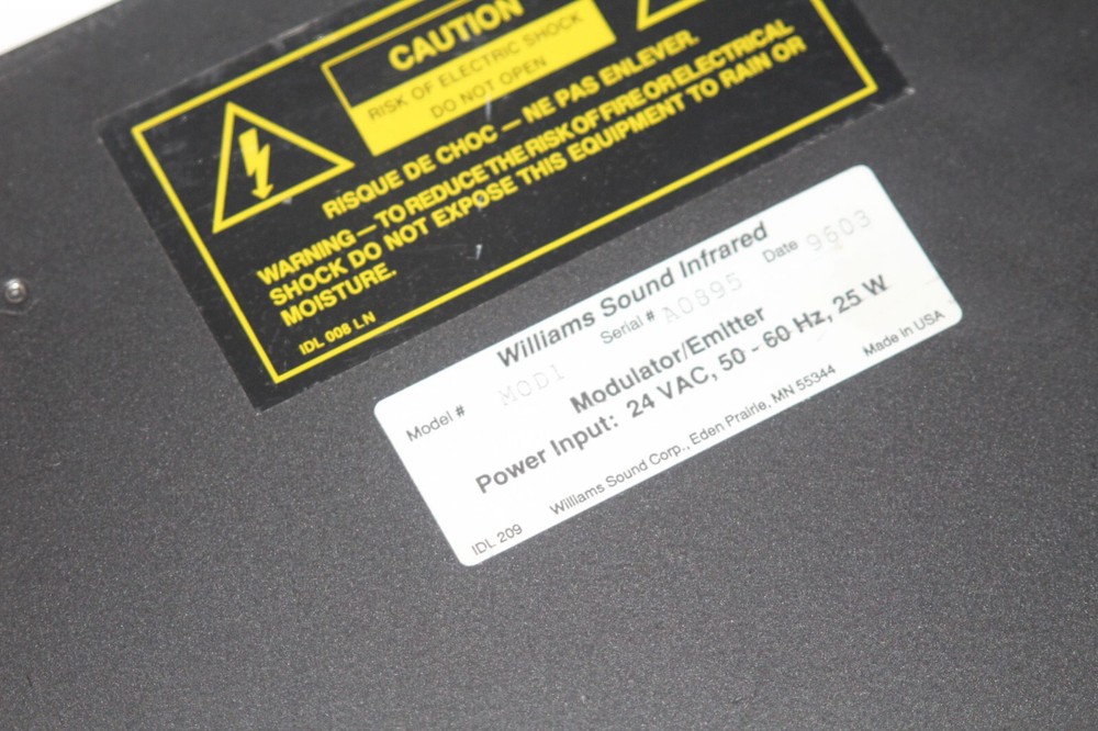Williams Sound Mod 1 Infrared System Audio Processor Modulator + Power Supply