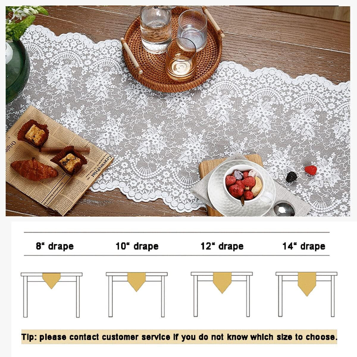 White Vintage Embroidered Lace Table Runner Dresser Scarf Doily Wedding Party