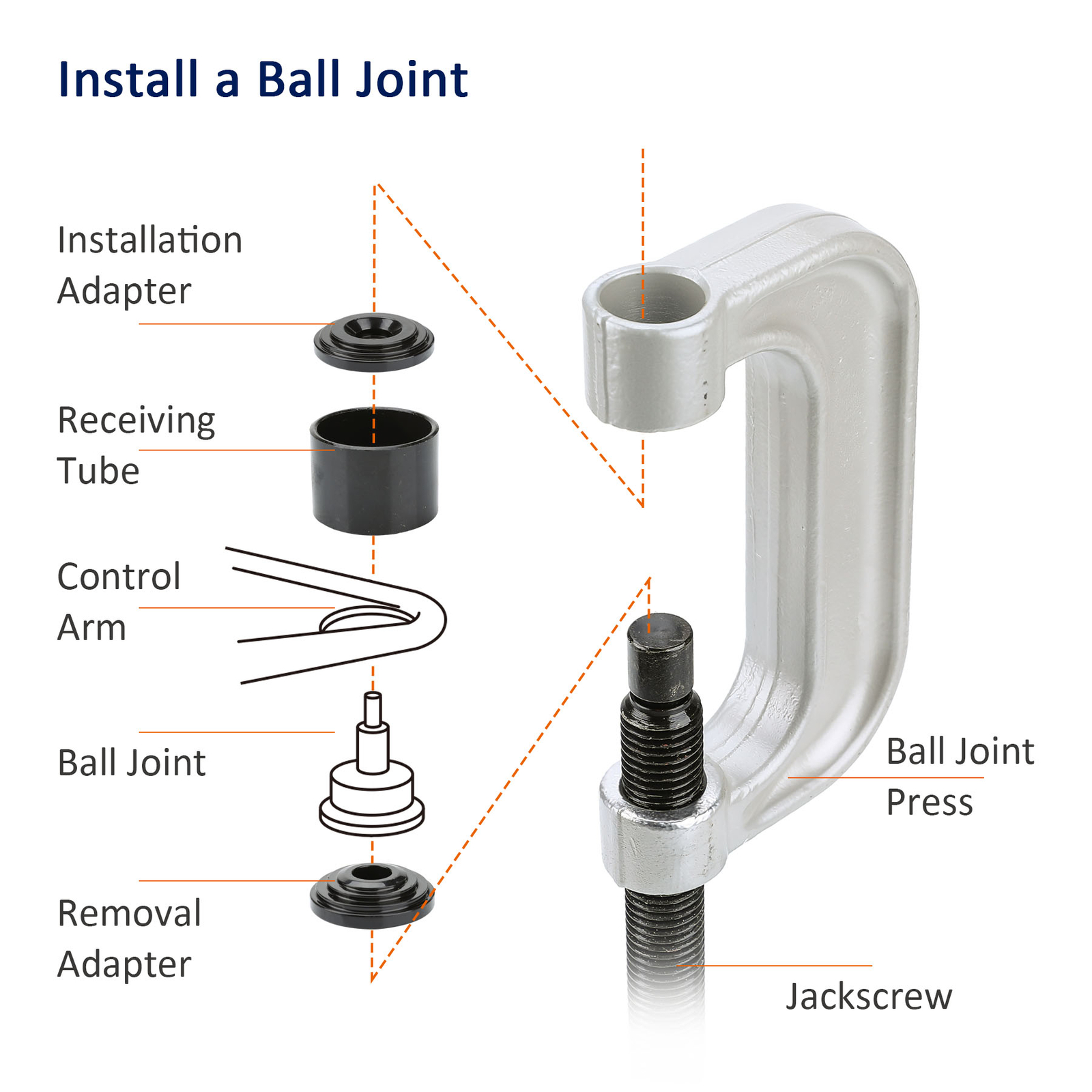 OMT Heavy Duty 4 in 1 Ball Joint Press U Joint Removal Tool Kit w 4x4 Adapters