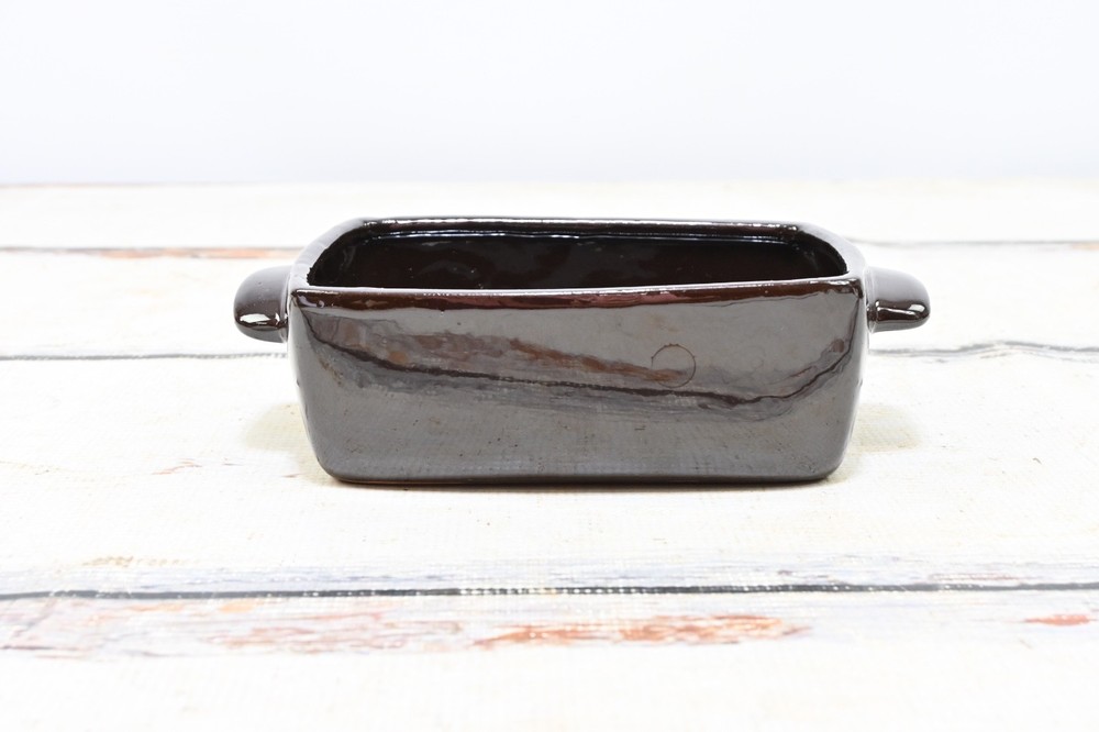 Vintage . Beautiful Brown Pottery Casserole Rectangular Taiwan