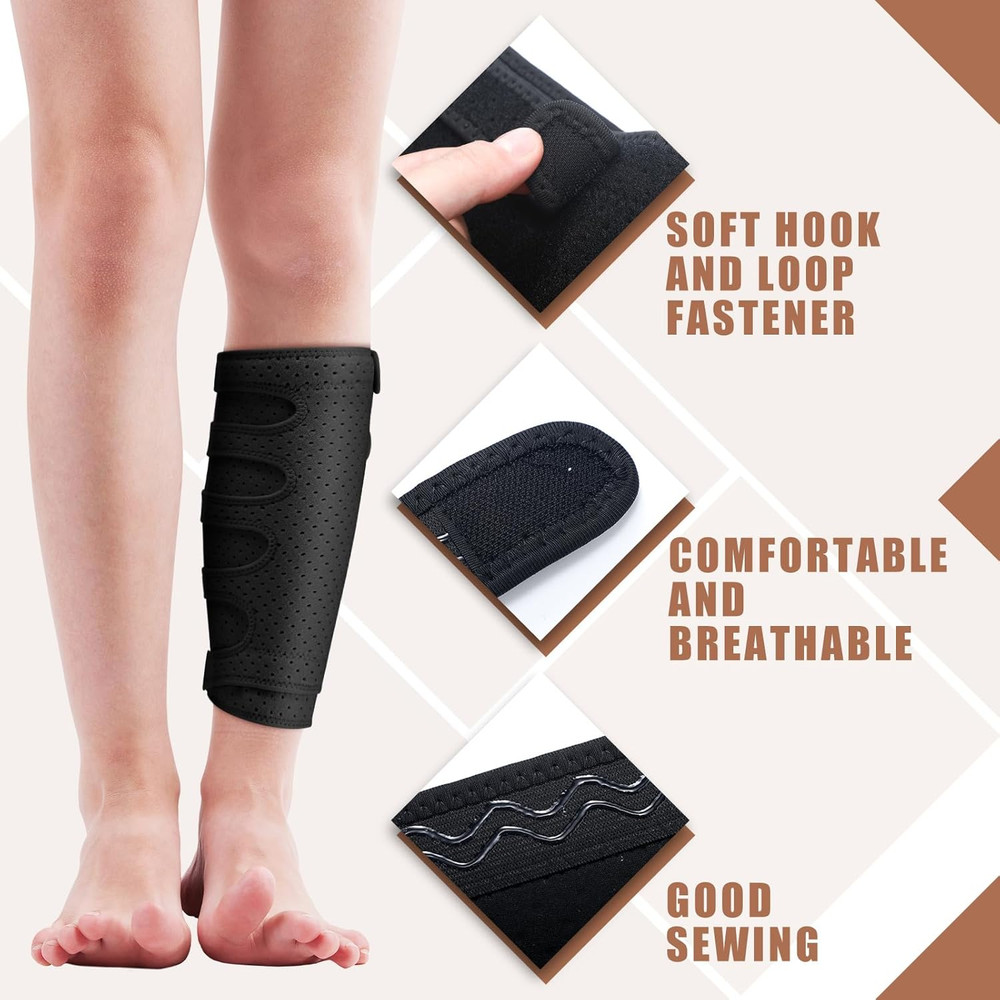 2 Pcs Lymphedema Compression Wraps Calf Adjustable Brace 5 Strap Leg Wraps for L