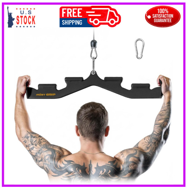 LAT Pull Down Bar w/ 6 Ergonomic Handles, Neutral Grip LAT Pulldown Attachments