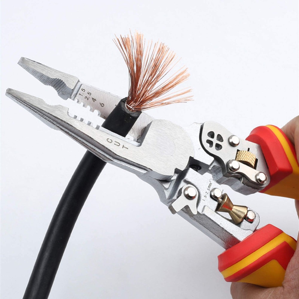 Wire Stripper Voltage Tester Pliers Multi Tool with Wire Cutter Twister Function