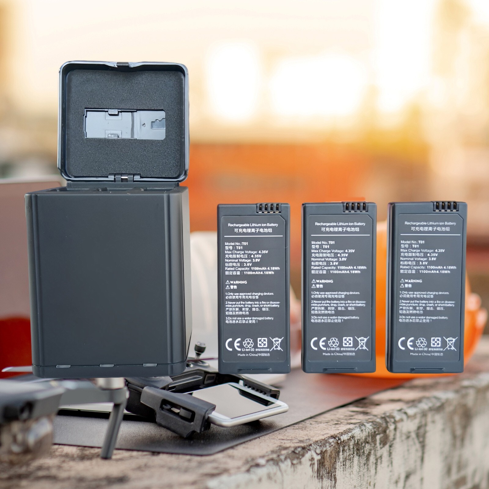 3pcs x 1100mah Lithium Battery for DJI Tello & USB Speed Tello Battery Charger