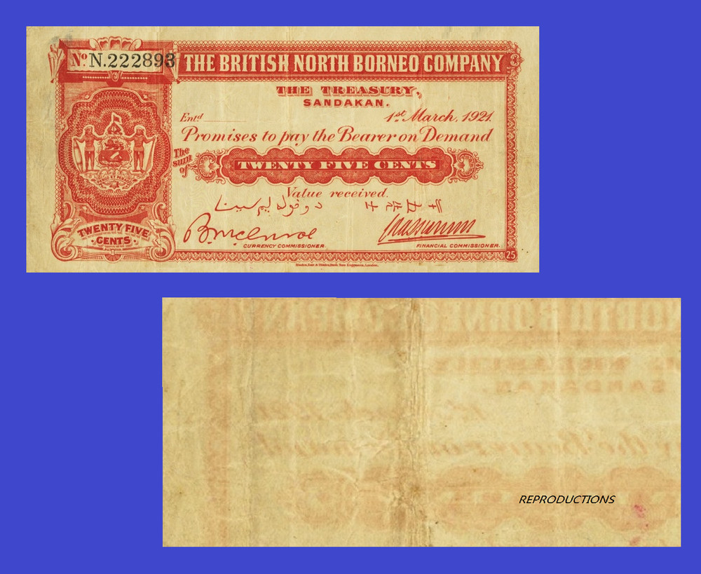 NORTH BORNEO 25 CENT 1921 - COPY