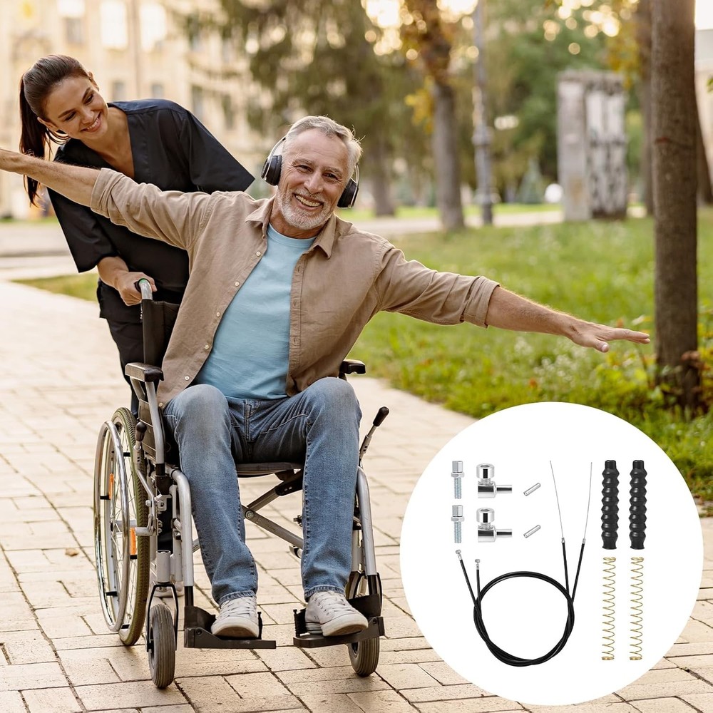 2 Sets Rollator Walker Brake Cable Replacement Kit Universal 41" Parts