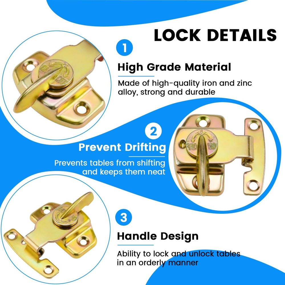 Dining Table Locks - Metal Spring Leaf Buckle Latches 2 Pack