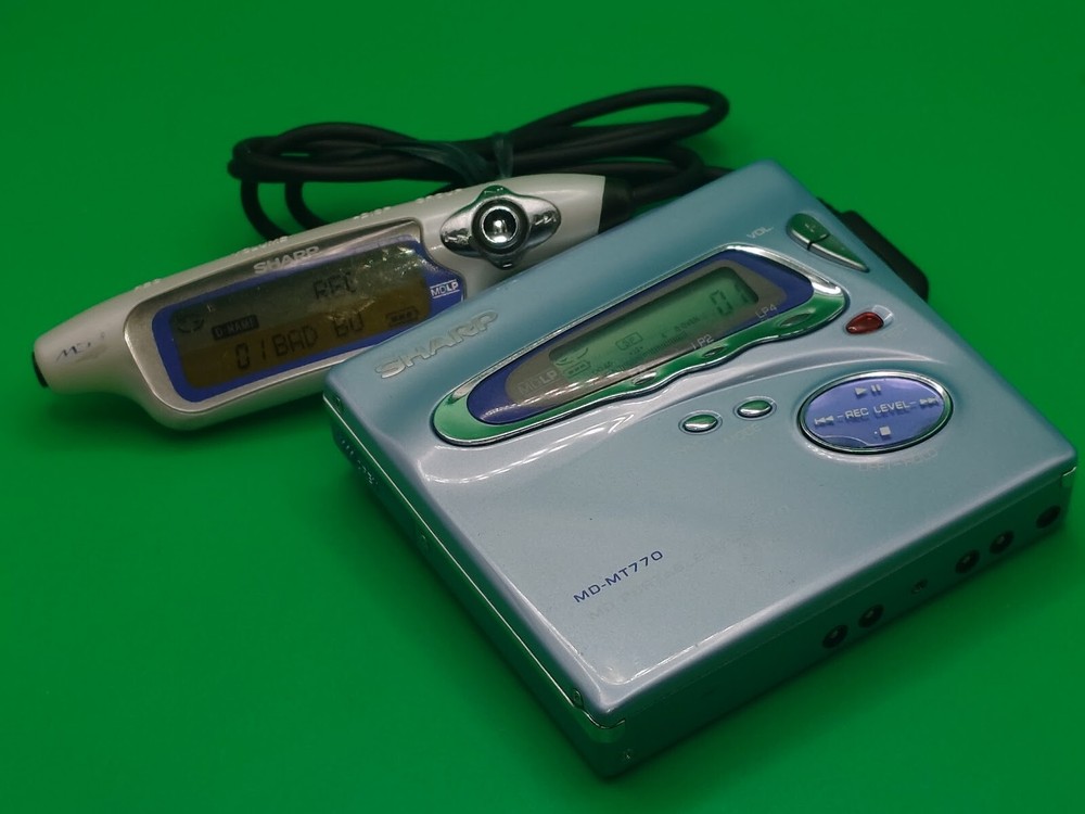 Rare blue Sharp MD-MT770 Minidisc Player/Recorder incl. Controller