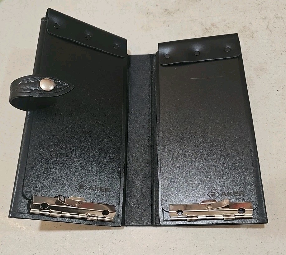 Aker Leather 581 Double Citation Book, Black, Plain