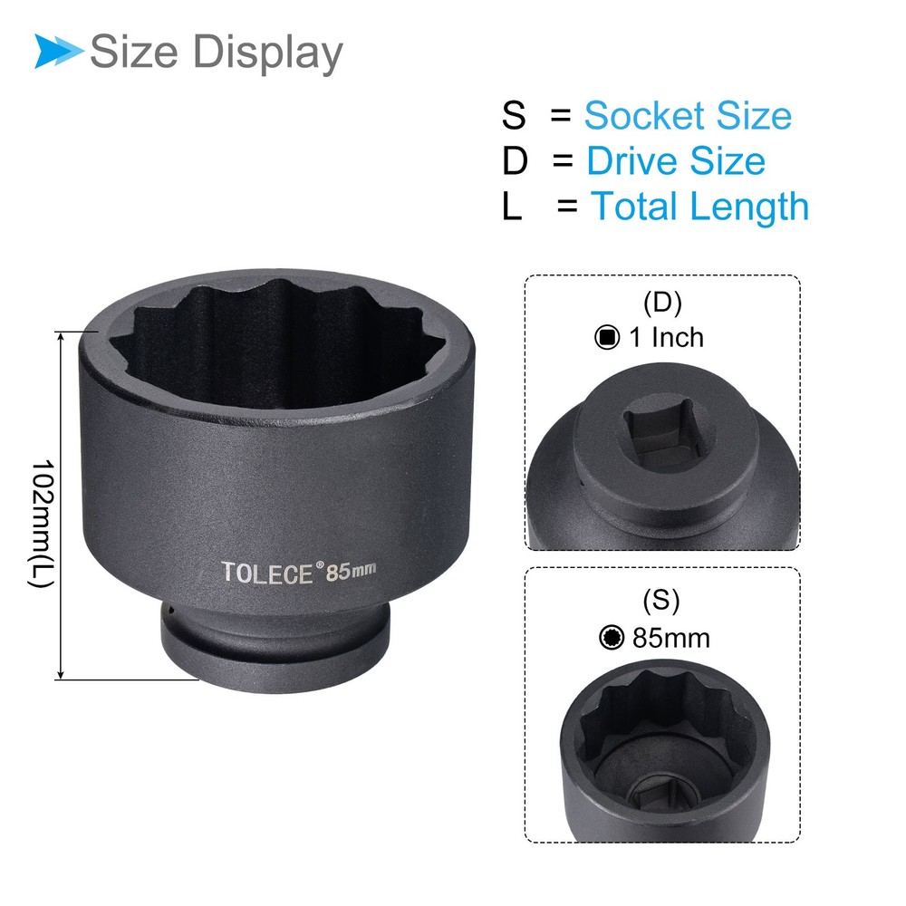 Impact Socket 1" Drive 12 Socket 102mm 12 Point for DIY Hand Making