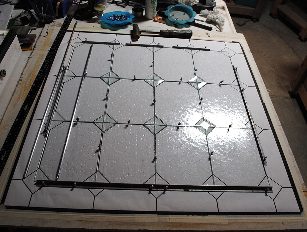 Stained Glass Window Panel Prairie Clear Bevel with Clear Textures