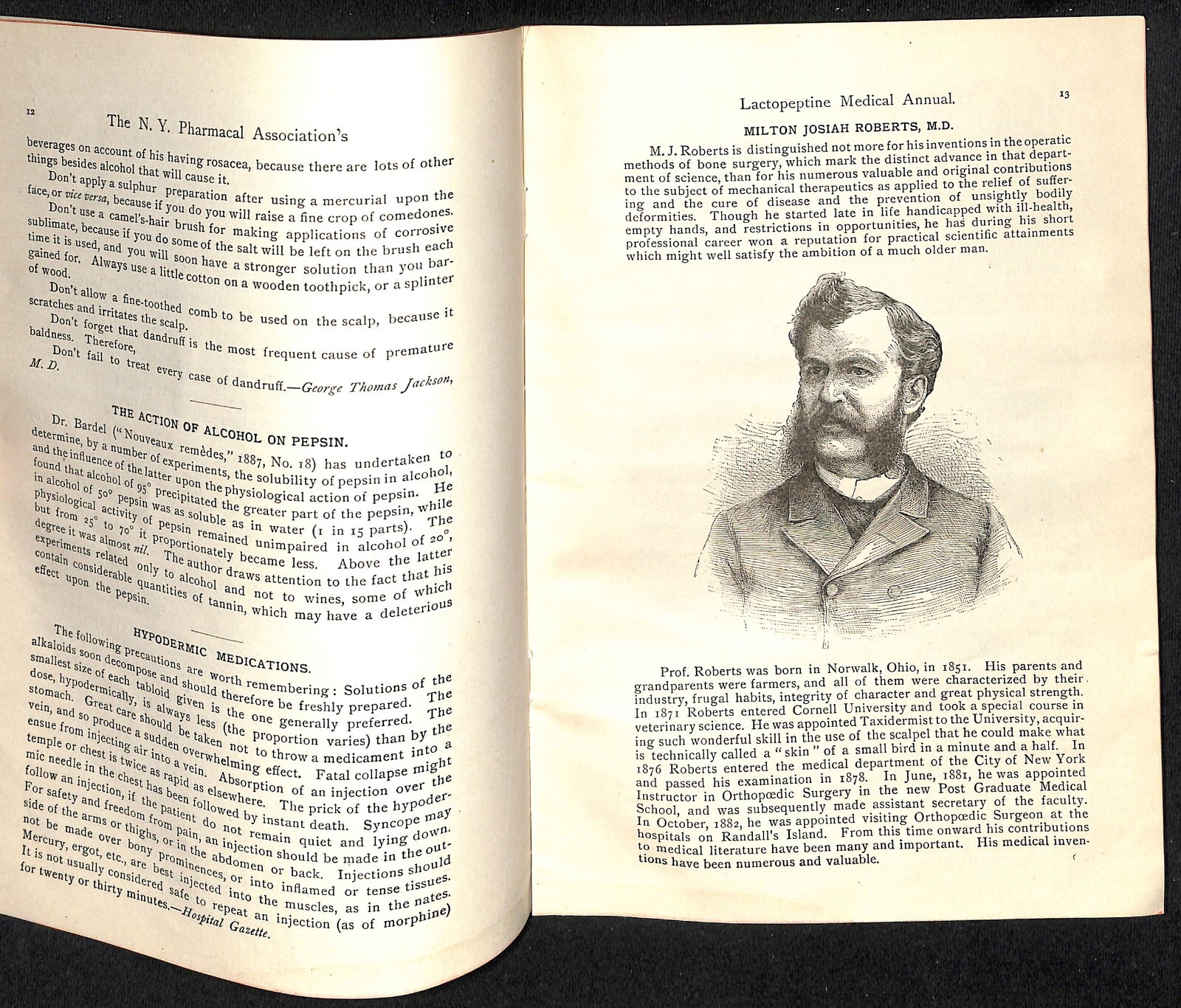 New York Pharmacal Association "Lactopeptine Medical Annual" 1889 32pp Scarce