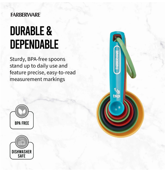 Farberware Plastic Professional 7 Piece Multi-Colored Measuring Spoon Set