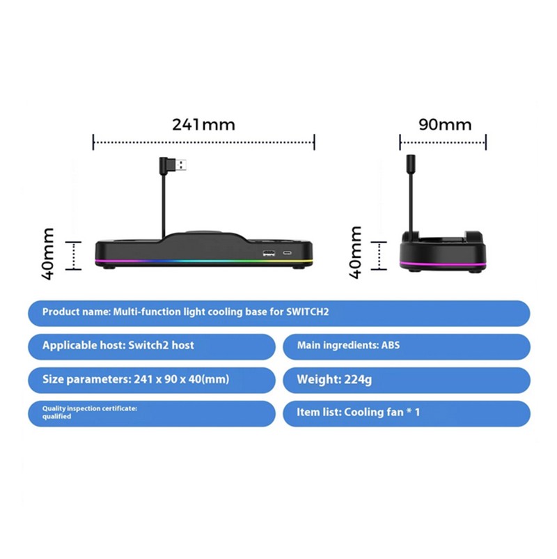 For Switch 2 Games Console Cooling Fan Dock USB Type-C Charging Base Accessories