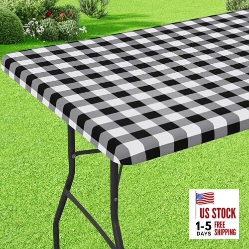 Buffalo Rectangle Picnic Tablecloth, 6 72" x 30" (Rectangular) Black & White