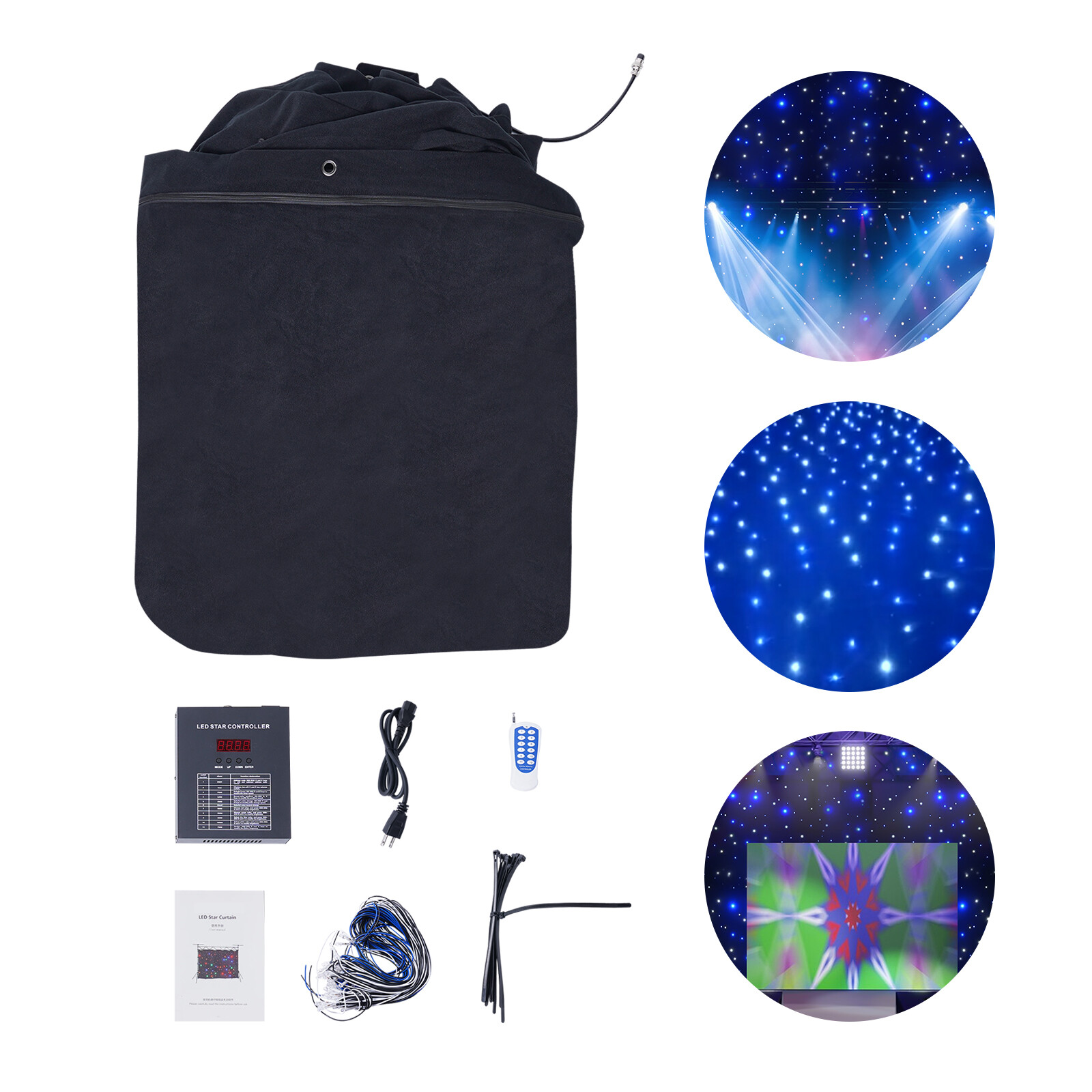 LED Star Stage Backdrop Star Curtain DMX512 Background Starry Sky + Controller