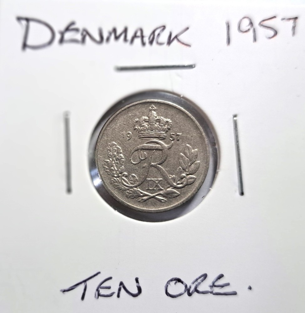 @@@ A NICE 1957 DENMARK TEN  ORE @@@