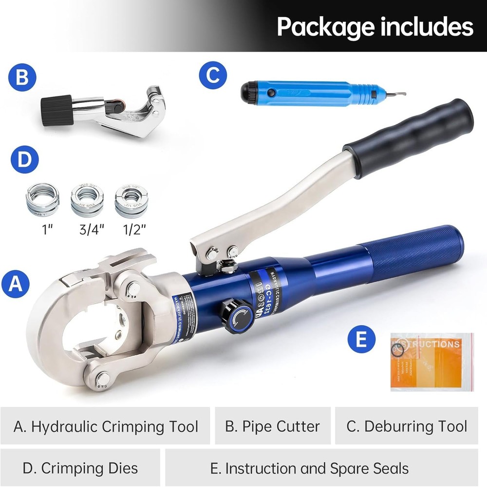 Portable Copper Pipe Crimping Tool with Ergonomic Grip & Pipe Cutting Function