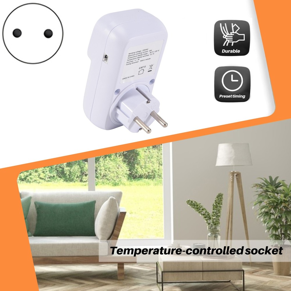 Digital Temperature Controller Socket Thermostat with Time Sensor Probe Heating/K9390