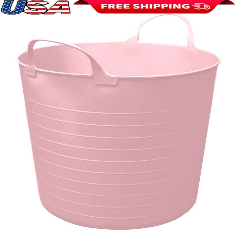 Flex Storage Bin Plastic Round Nested Stackable Belly Basket Home Organization