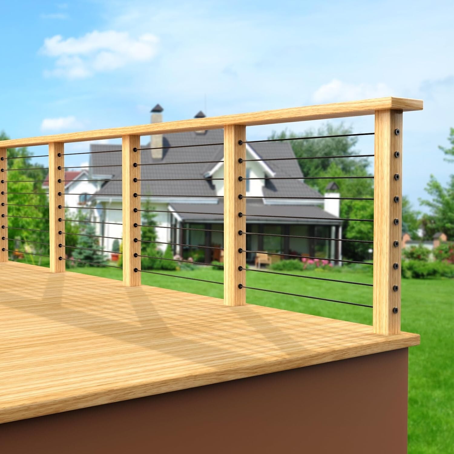 Black T316 Stainless Steel Swage Invisible Receiver End Fitting 3/16" Cable rail