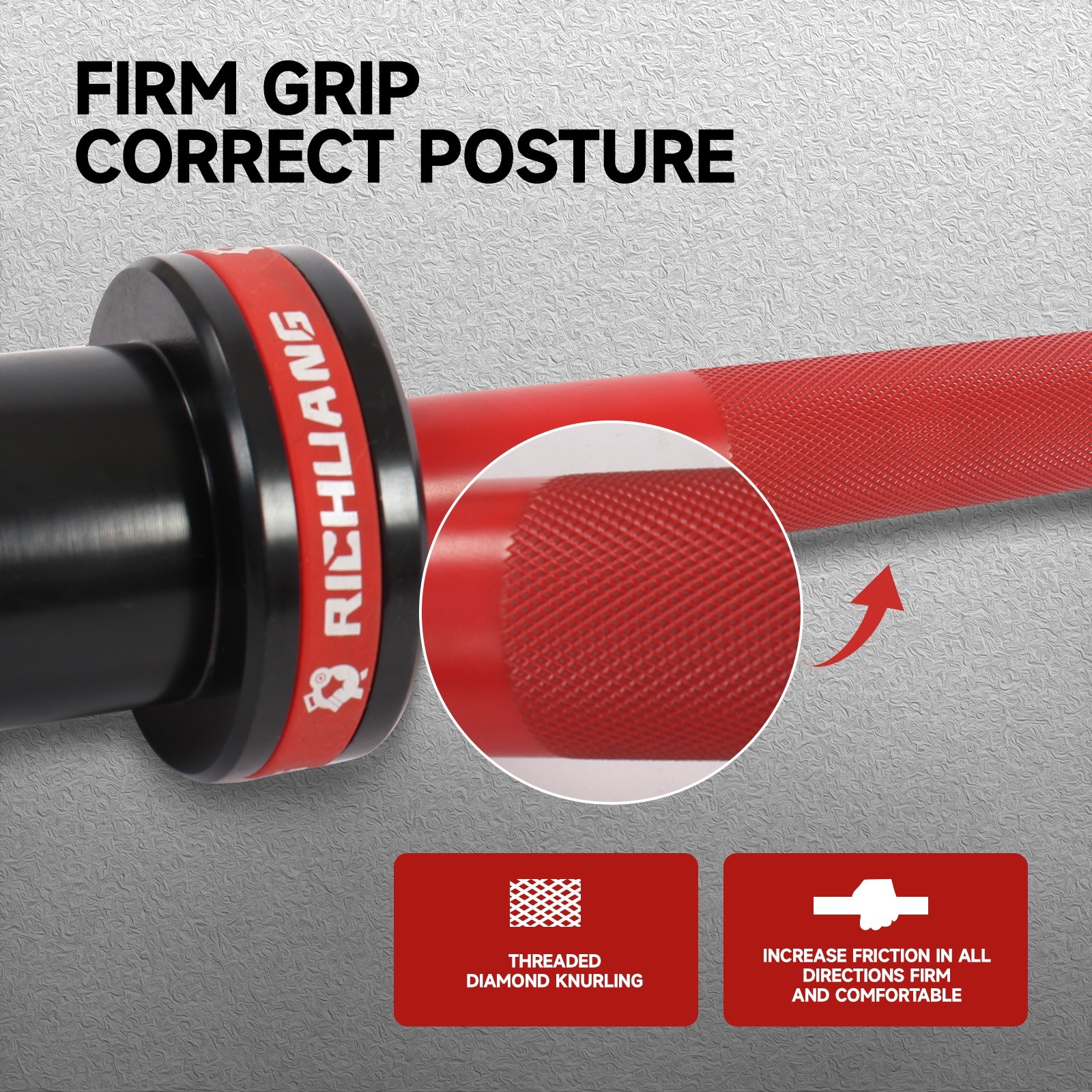 RICHUANG Olympic Barbell 6FT 28mm 500LBS Weightlifting Bar for Home Gym Red/Blue